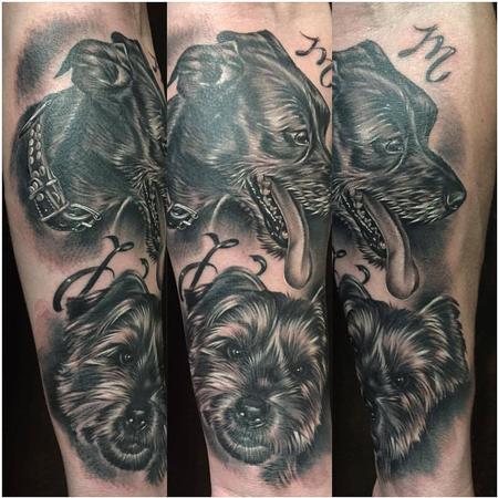 Tattoos - Realistic Dogs in Black and Gray - 129130