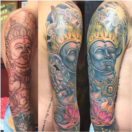 Tattoos - Freehand Buddha in Color - 130175