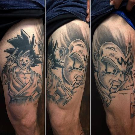 Tattoos - Son Goku and Vegeta in Black and Gray - 130176