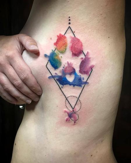 Tattoos - Dog Paw with Heart Shape and Watercolor Effect - 130446