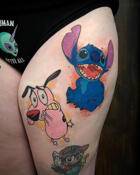 Tattoos - Cartoon Courage and Stitch in Color - 130508