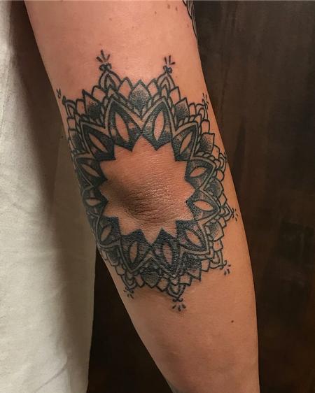 Tattoos - Blackwork Elbow Mandala - 130688