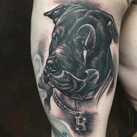 Tattoos - Dog Portrait with Chicano Make-Up in Black and Gray - 131047