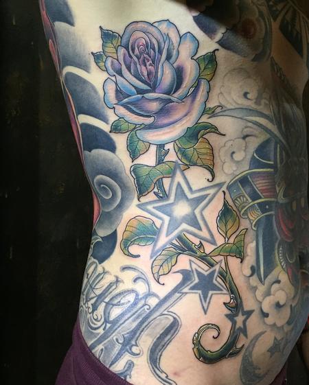 Tattoos - New School Rose in Color - 131278