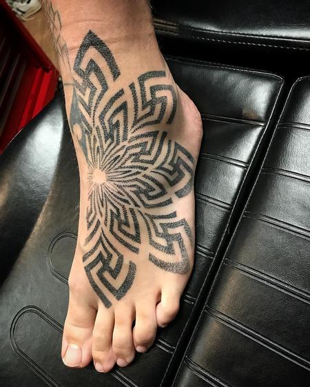 Tattoos - Dotwork Swastika Foot - 131755