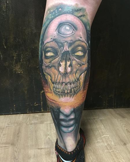 Tattoos - Skull/Space/third eye/woman - 132266