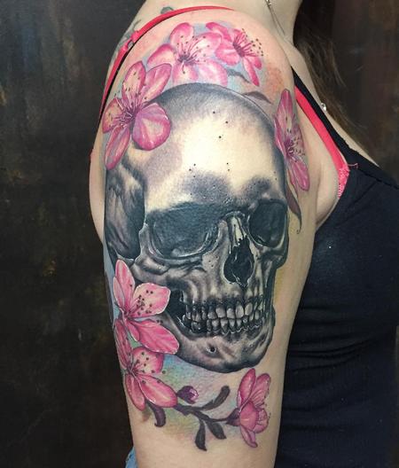 Yarda - Skull and cherry flowers