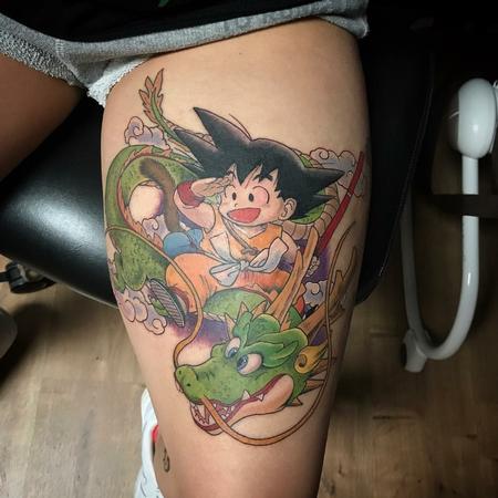 Tattoos - Dragon Ball Tattoo with Goku and Dragon in Color - 128563