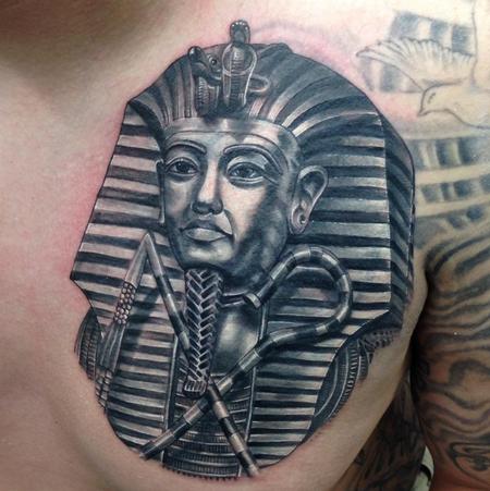 Tattoos - black and grey pharaoh portrait tattoo - 91986