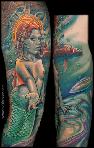 mermaid arm tattoo