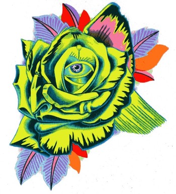 Tattoos - face in a rose - 38185