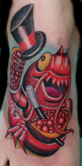 Dancing Lobster Foot Tattoo by Scott Olive : Tattoos