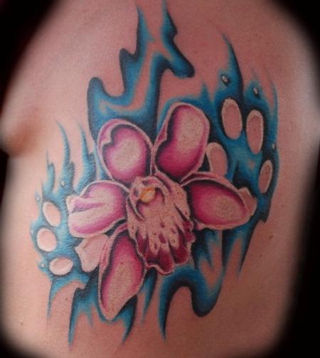 Tattoos - orchid with paw prints - 73845