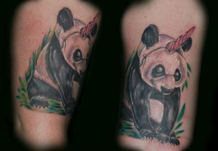 Tattoos - Sad panda in a unicorn hat - 73857