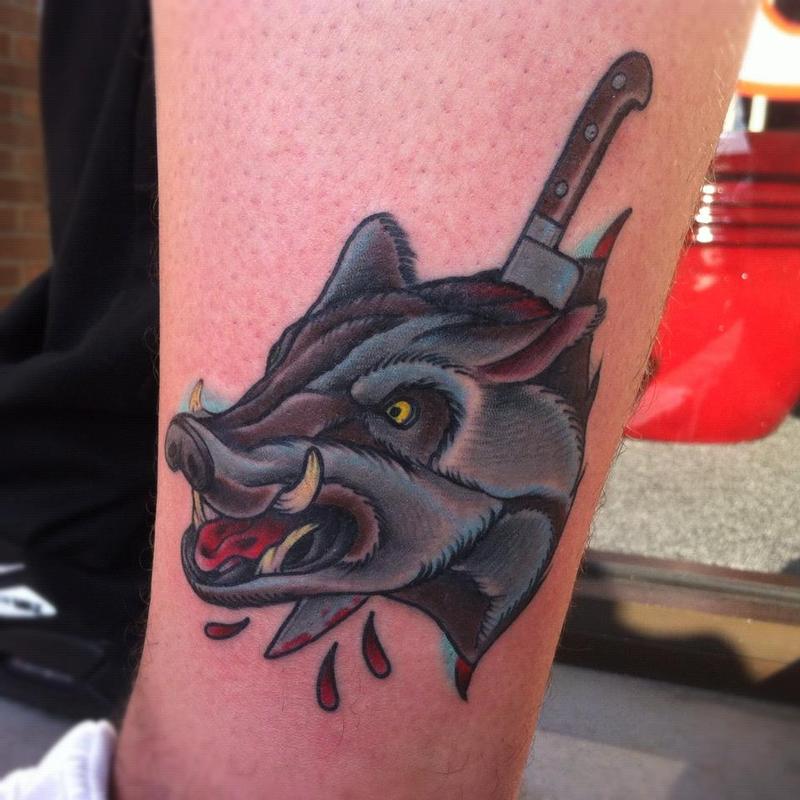 Boar Butcher Tattoo by Nate Johnson Tattoos