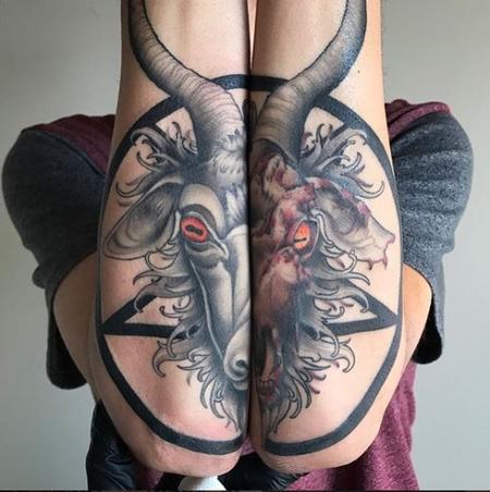Zane Collins - Pentagram with Goat Head Tattoo