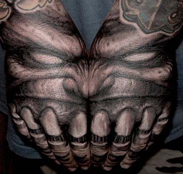 Paul Booth - Demon with teeth hand tattoo