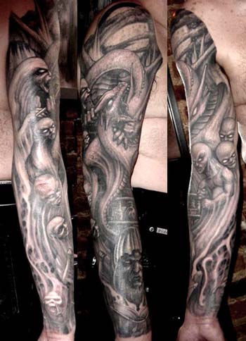 Paul Booth - Dragon and demons sleeve tattoo