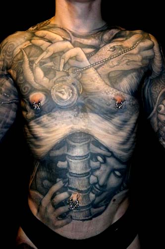Tattoos - Inner demons full upper body tattoo - 28916