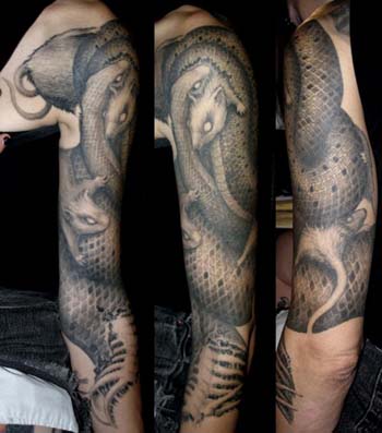 Paul Booth - Snake eating rats tattoo sleeve
