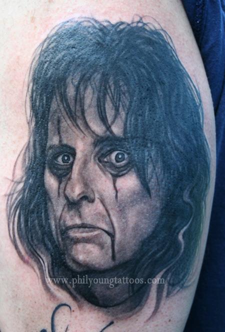 Phil Young - Alice Cooper tattoo portrait