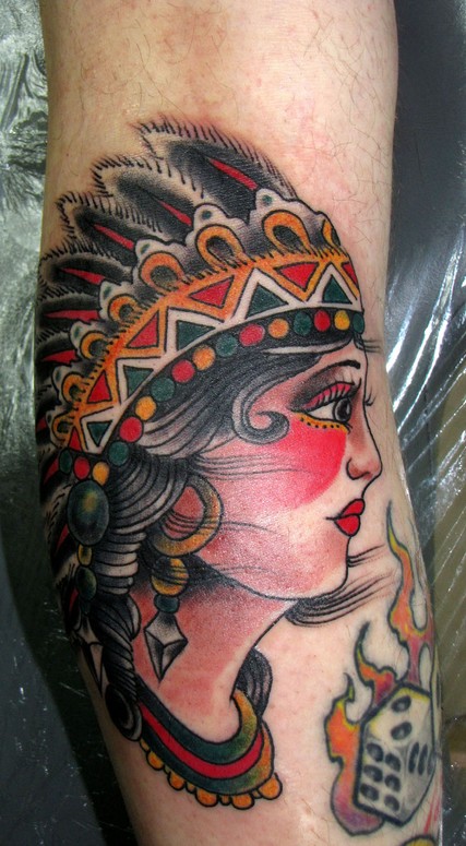 traditional indian girl tattoo by Kike Castillo: TattooNOW