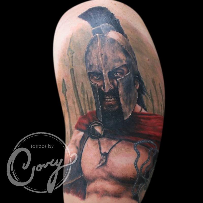 Leonidas of the 300 Spartans by Cory Claussen Tattoos