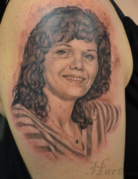 Tattoos - Warm Gray Womans Portrait  - 66876