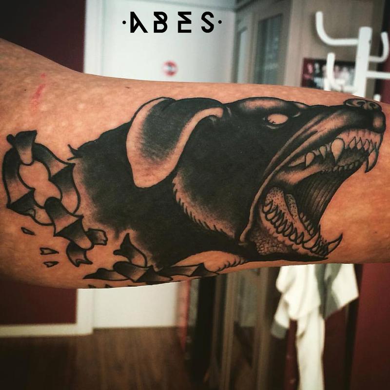 black dog by Abes RIP TattooNOW