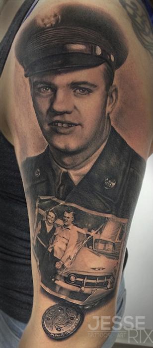 Jesse Rix - Military Portrait Half Sleeve