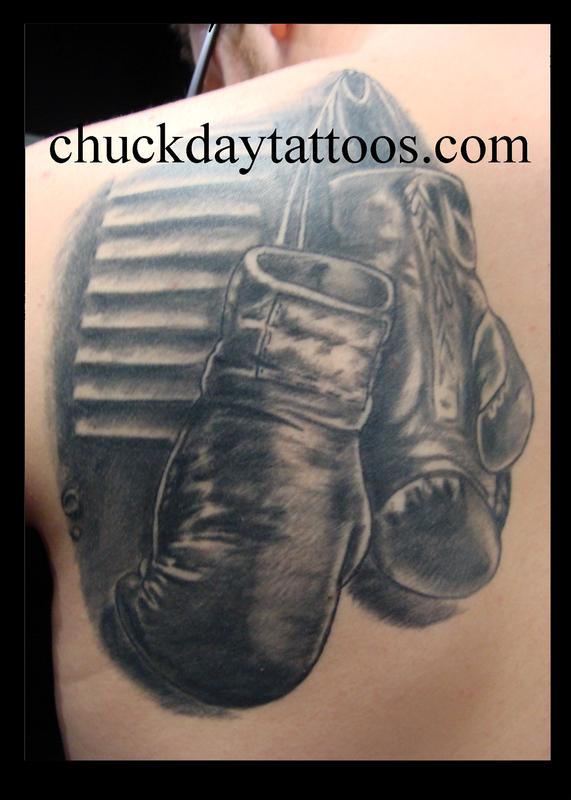 9 Dot Studio Tattoos Black and Gray Boxing Gloves