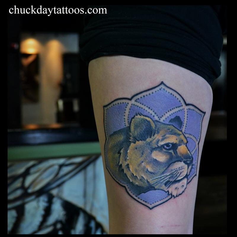 Lioness Mandala by Chuck Day Tattoos