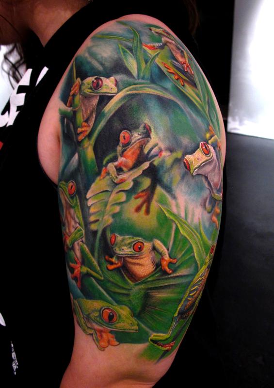 Tree Frogs half Sleeve tattoo