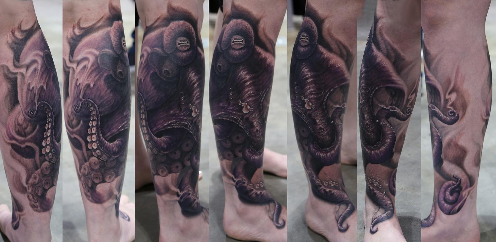Leg sleeve tattoo design nature realism, Tattoo contest