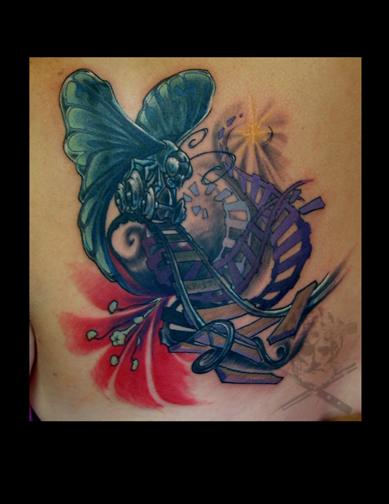 butterfly locomotive on train tracks with flower tattoo by butterfly locomotive on train tracks with flower tattoo by