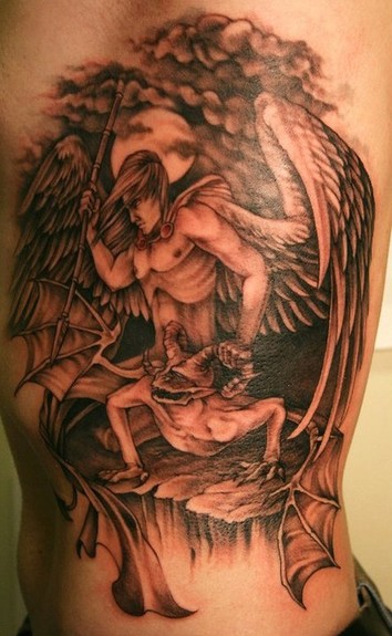 angel vs demon tattoo