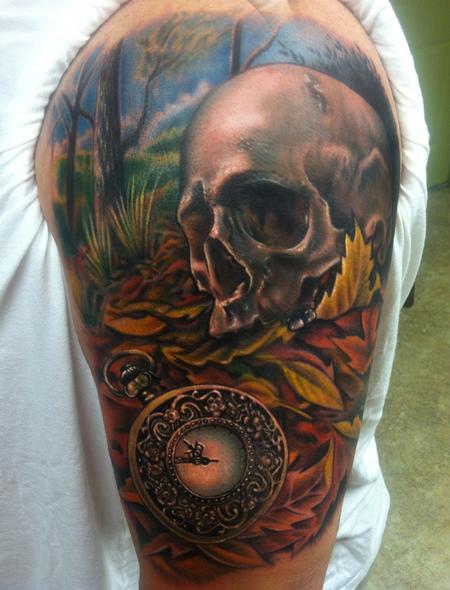 Tattoos - skull and pocketwatch - 76974