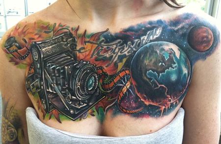 Johnny Smith - Camera Chest Piece Tattoo