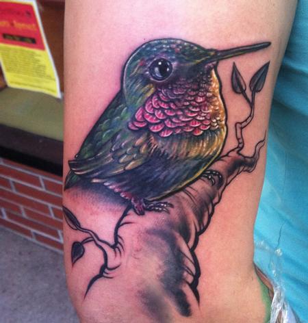 Tattoos - start of a sleeve- hummingbird - 79117