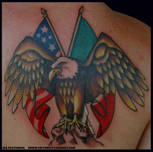 Eagle With Crossed Flags By Joseph Pasternak TattooNOW Eagle With Crossed Flags By Joseph Pasternak TattooNOW