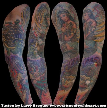angel and demon tattoos sleeve