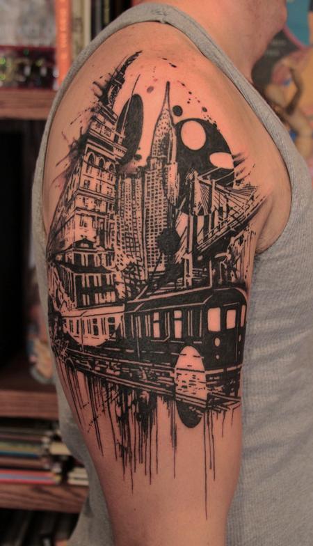 Art by Marvin Silva  New york tattoo, Tattoos, Skyline tattoo