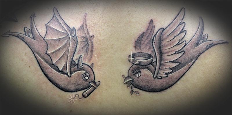 Angel Devil Sparrows By Chad Newsom Tattoonow