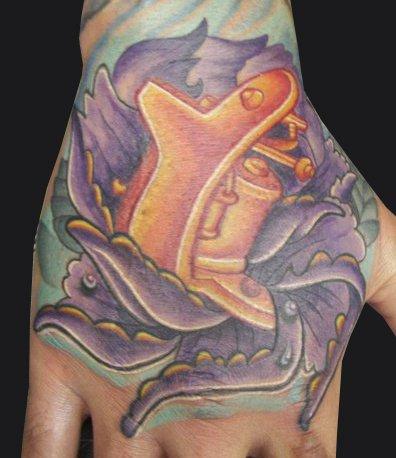 Chad Newsom - Tattoo Machine and Flower Tattoo