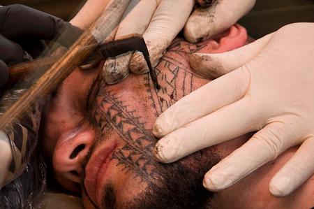 Tattoos - Black Work Face Tattoo - 60479