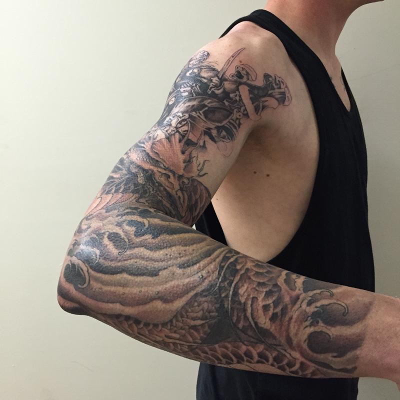 Jörmungandr Norse Myth Sleeve Progress by Edward Lee: TattooNOW