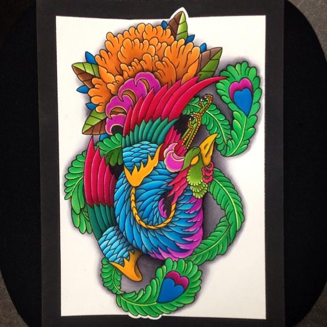 gao tattoo original art colorful work phoenix asian gao tattoo original art colorful work phoenix asian