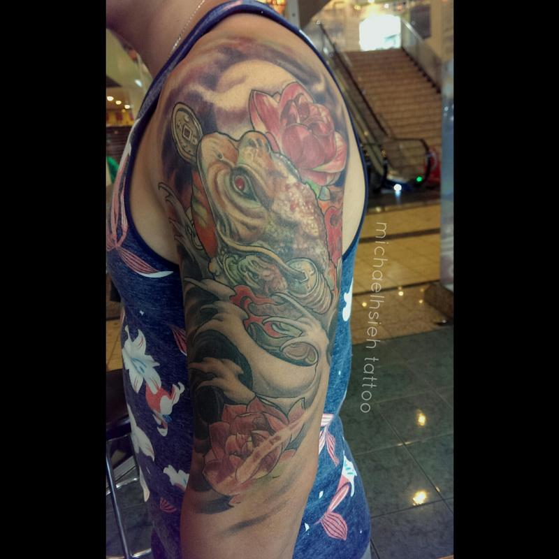 Off the Map Tattoo Tattoos Flower Chinese money frog