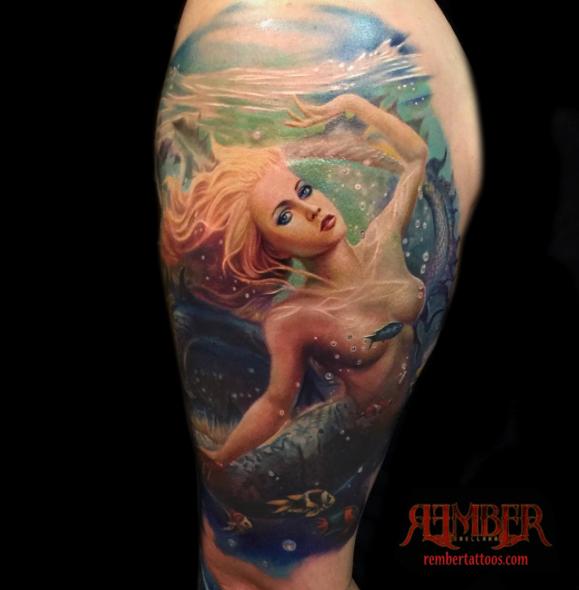 Mermaid Fantasy in Full color by Rember : Tattoos
