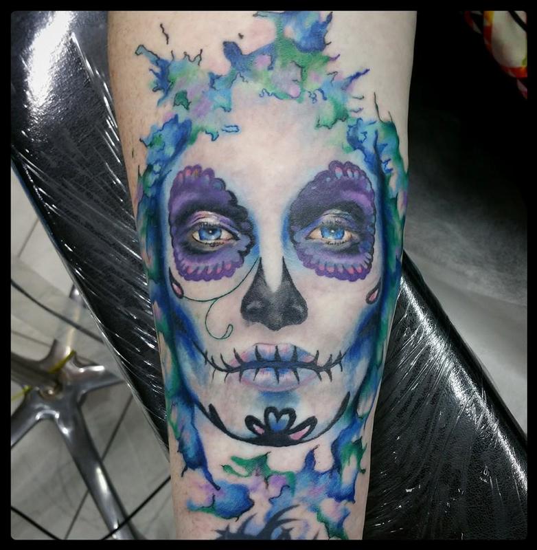 Custom Colour Day Of The Dead Portrait By Vanessa Rodriguez Tattoonow 